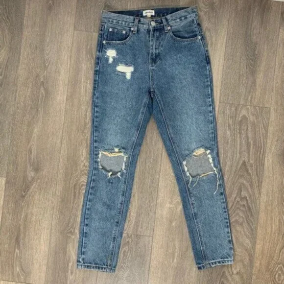 Superdown Revolve Angie Girlfriend Jeans Straight Leg Wash Blue High rise 25 - Picture 5 of 15